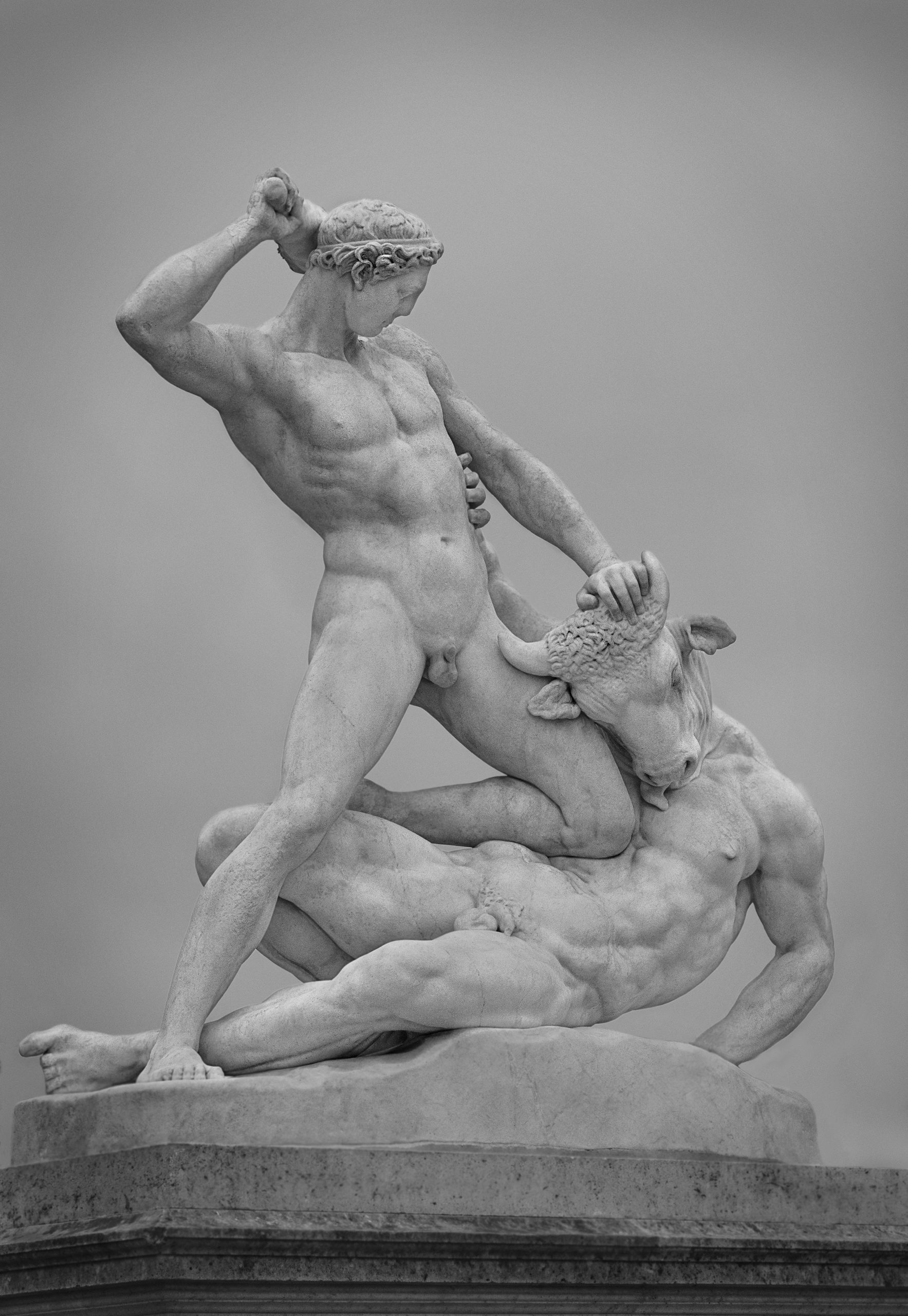 Theseus and the minotaur statue